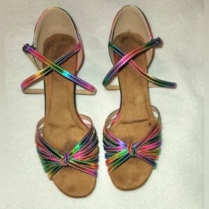 Multi-color neon strappy dance sandals  Sz 9.5